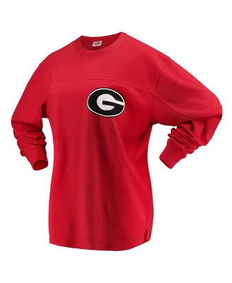 Women's Pressbox Red Georgia Bulldogs The Big Shirt Oversized Long Sleeve T-shirt