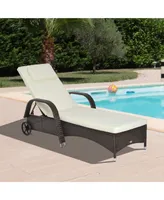 Outsunny Reclining Chaise Lounge Chair, Thickly Cushioned, Headrest, Armrests