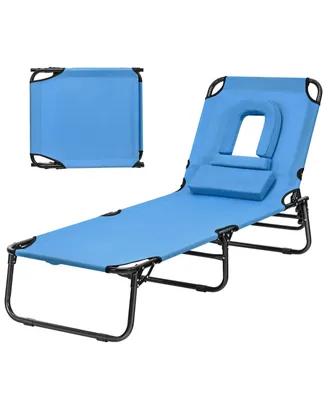 Costway Patio Foldable Chaise Lounge Chair Bed Outdoor Beach Camping Recliner Pool Yard