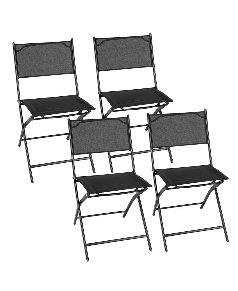 Costway Set of 4 Outdoor Patio Folding Chairs Camping Deck Garden Pool Beach Furniture