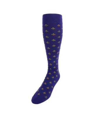 Trafalgar Men's Atlas Fleur De Lis Over The Calf Fine Merino Wool Socks (1 Pair)