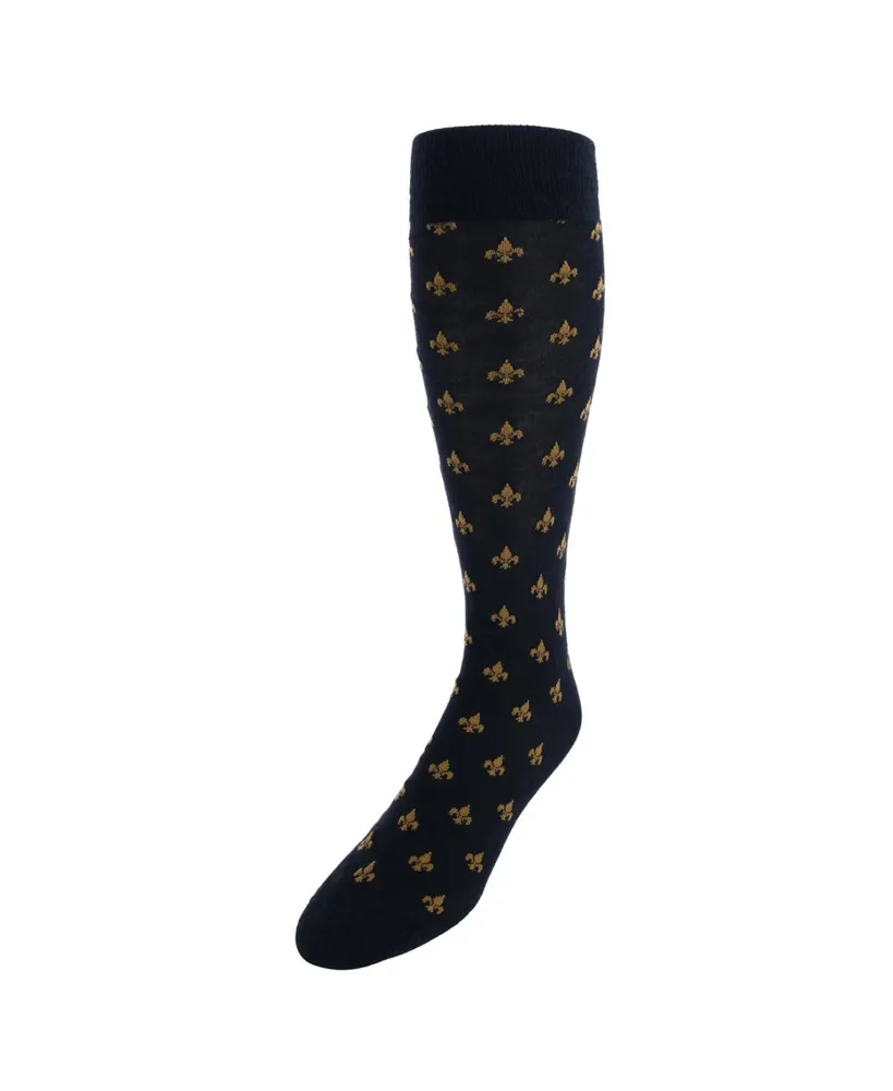 Trafalgar Men's Atlas Fleur De Lis Over The Calf Fine Merino Wool Socks (1 Pair)