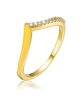 Ra Young Adults/Teens 14k Yellow Gold Plated Enamel 'V' shaped stackable ring