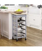Homcom 32.25" Wood Rolling Kitchen Storage Cart on 360° Swivel Wheels