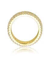 Rachel Glauber Ra 14K Gold Plated Baguette Cubic Zirconia Wide Band Ring