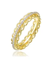 Ra 14K Gold Plated Cubic Zirconia 2 Chain Band Ring