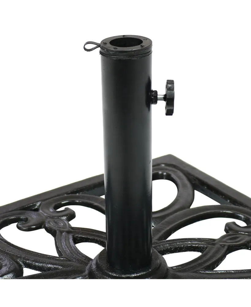 Sunnydaze Decor 22 in Geometric Cast Iron Square Patio Umbrella Base - Black