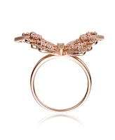 Rachel Glauber Ra 18K Rose Gold Plated Pink Cubic Zirconia Butterfly Ring