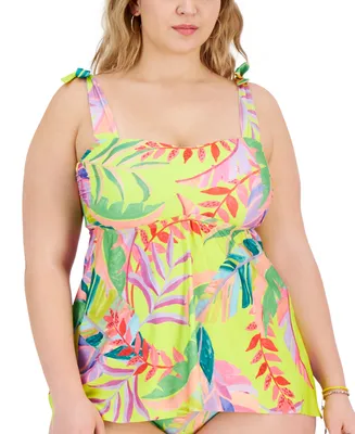 Becca Etc Plus Size Costa Bella Tie-Strap Tankini Swim Top