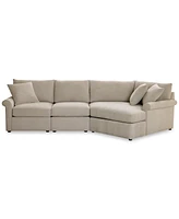 Closeout! Wrenley 131" 3-Pc. Fabric Modular Cuddler Chaise Sectional Sofa, Created for Macy's