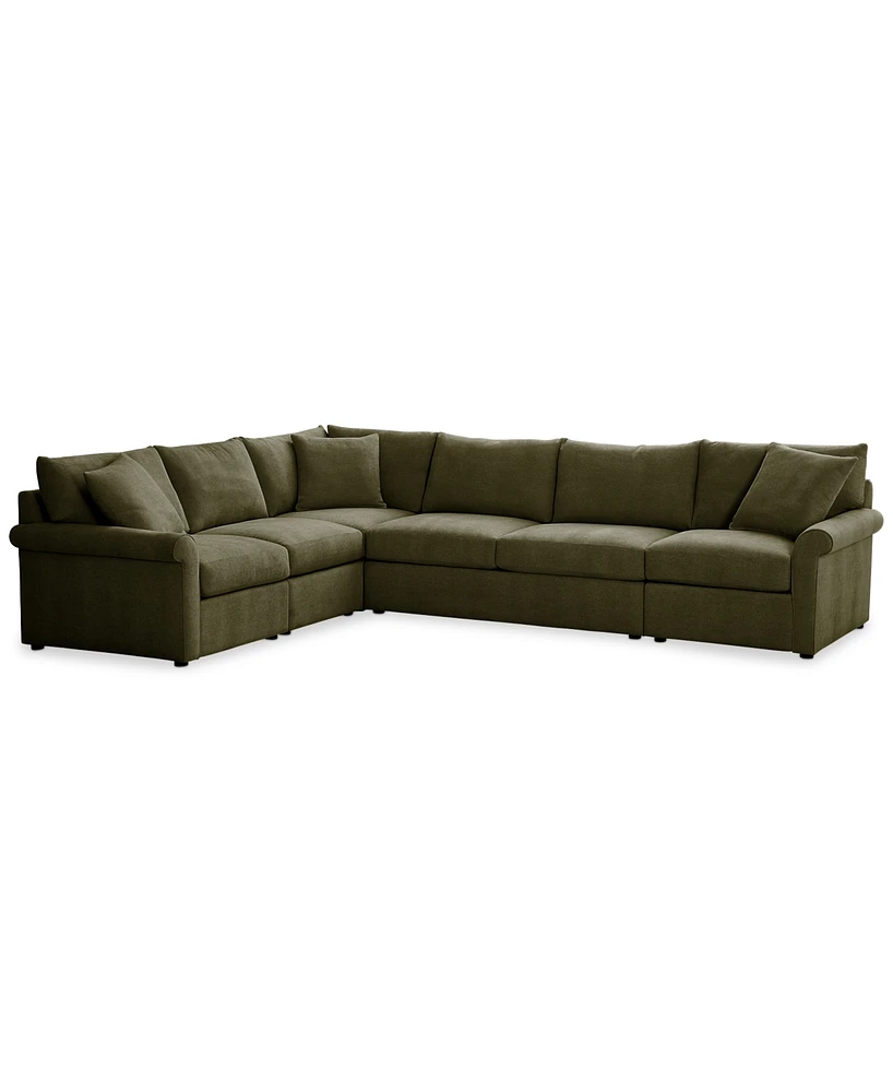 Wrenley 137" 5-Pc. Fabric L-Shape Modular Sectional Sofa, Created for Macy's