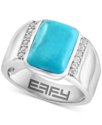 Effy Men's Turquoise & White Topaz (1/4 ct. t.w.) Ring in Sterling Silver