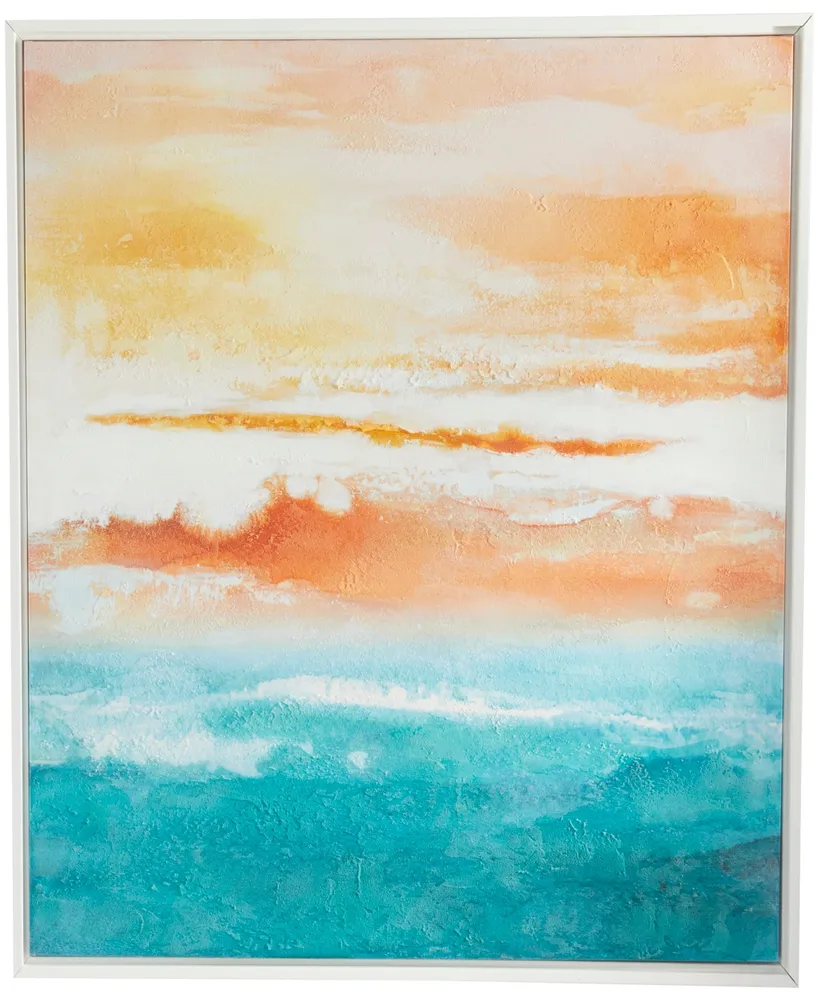 Rosemary Lane Canvas Abstract Sunset Landscape Framed Wall Art with White Frame, 37" x 1" x 37"