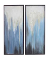 Rosemary Lane Canvas Abstract Framed Wall Art with Black Frame Set of 2, 24" x 48"