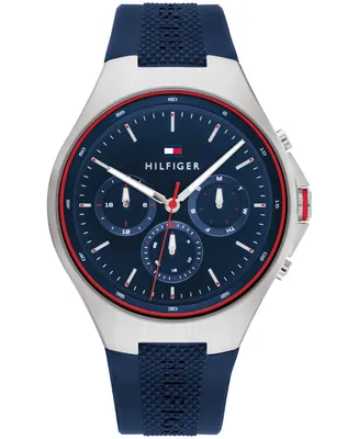 Tommy Hilfiger Men's Quartz Multifunction Blue Silicone Strap Watch 46mm