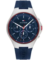 Tommy Hilfiger Men's Quartz Multifunction Blue Silicone Strap Watch 46mm