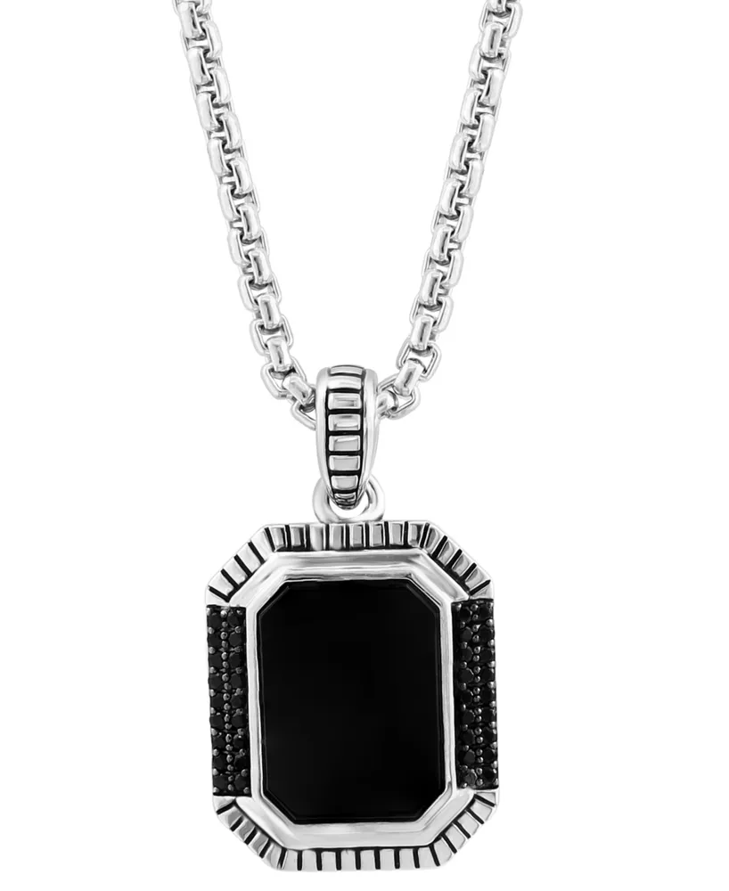 Effy Men's Onyx & Black Spinel 22" Pendant Necklace in Sterling Silver