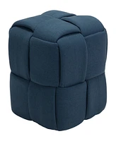 Zuo 20" Polyester Checks Weave Square Ottoman Stool