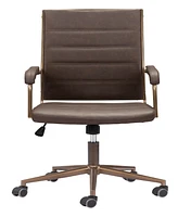 Zuo 41" Steel, Polyurethane Auction Swivel Base Office Chair