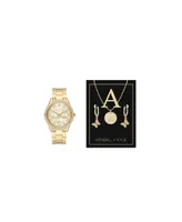 Kendall + Kylie Women's Analog Gold-Tone Metal Alloy Bracelet Watch 38mm Gift Set