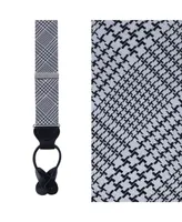 Trafalgar Men's Benji The Houndstooth Plaid Silk Button End Suspenders