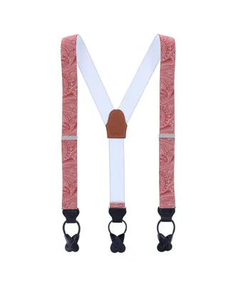 Trafalgar Men's Cody Terra Cotta Exploded Paisley Elastic Button End Suspenders