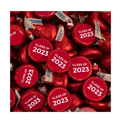 Just Candy 100 Pcs Red Graduation Candy Hershey's Kisses Milk Chocolate (1lb, Approx. 100 Pcs)