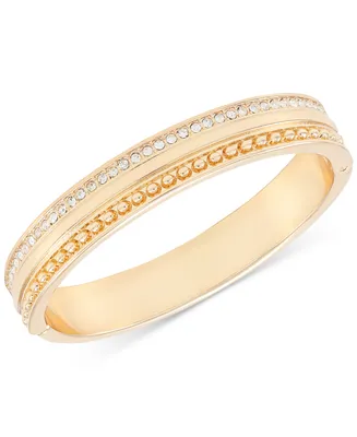 Guess Gold-Tone So Fresh Crystal Hinged Bangle Bracelet