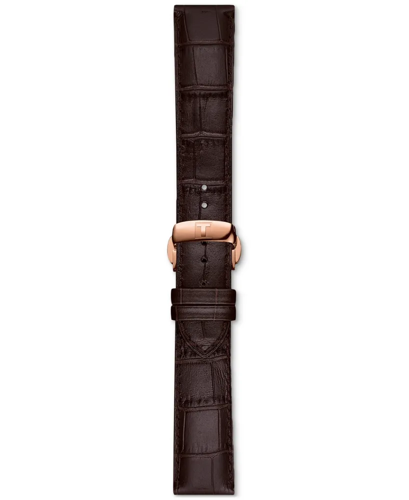 Tissot Unisex Swiss Automatic Chemin des Tourelles Powermatic 80 Dark Brown Leather Strap Watch 39mm