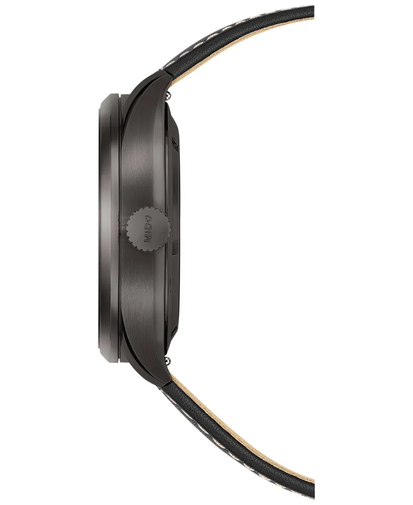 Mido Men's Swiss Automatic Multifort Chronometer Black Leather Strap Watch 42mm