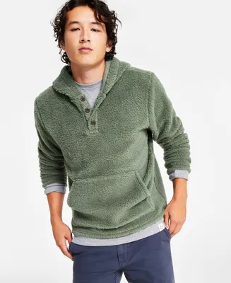 Sun + Stone Men's Regular-Fit Solid Fleece Hoodie, Created for Macy's