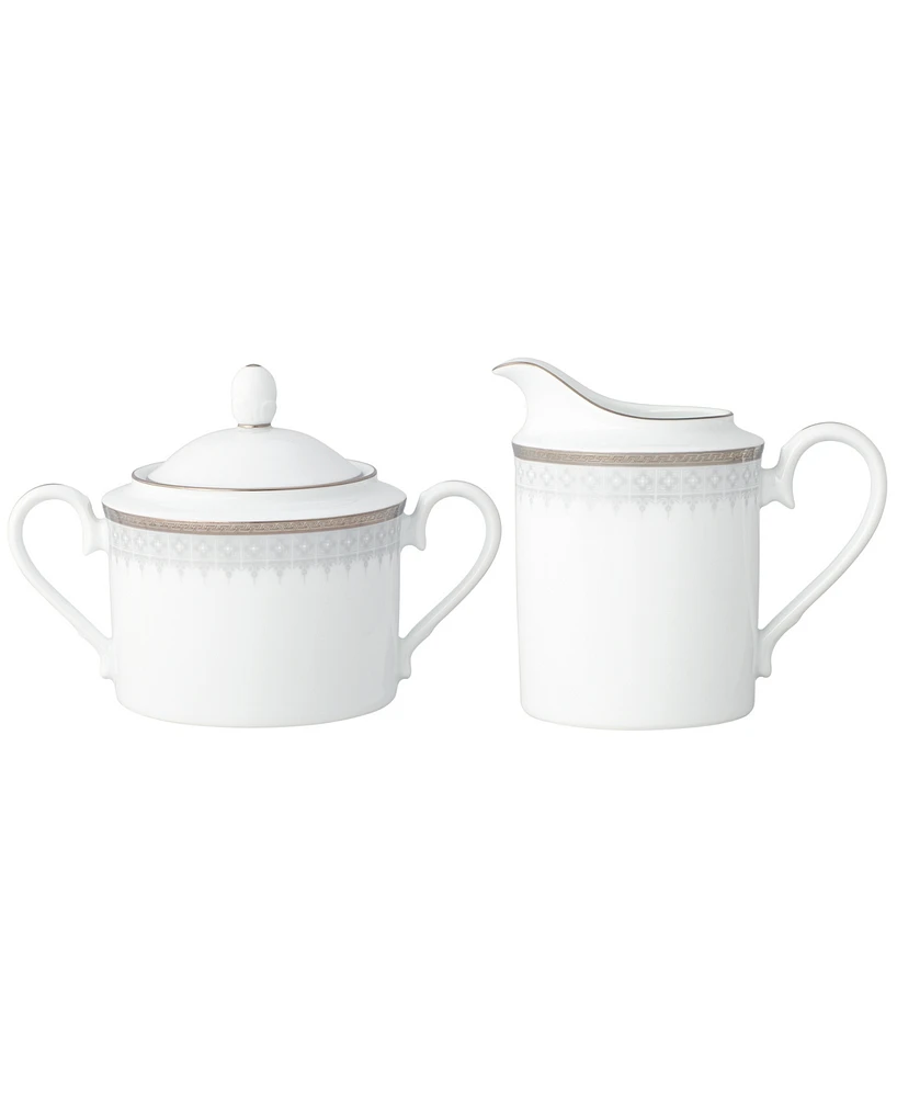 Noritake Silver Colonnade Sugar and Creamer, Set of 2