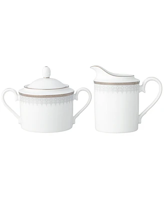 Noritake Silver Colonnade Sugar and Creamer, Set of 2