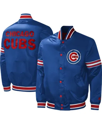 Men's Starter Royal Chicago Cubs Midfield Satin Full-Snap Varsity Jacket