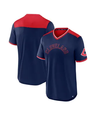 Men's Fanatics Navy, Red Cleveland Indians Cooperstown Collection True Classics Walk-Off V-Neck T-shirt