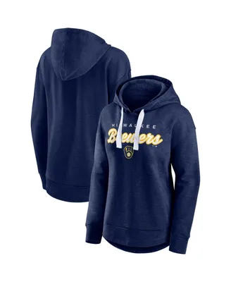 Women's Fanatics Heathered Navy Milwaukee Brewers Set to Fly Pullover Hoodie
