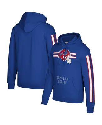 Men's Mitchell & Ness Royal Buffalo Bills Three Stripe Pullover Hoodie