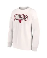 Women's Fanatics White Chicago Bulls Tonal Leopard Pullover Sweatshirt