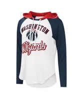 Women's G-iii 4Her by Carl Banks White Washington Wizards Mvp Raglan Hoodie Long Sleeve T-shirt