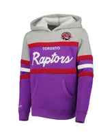 Big Boys and Girls Mitchell & Ness Heather Gray, Purple Toronto Raptors Hardwood Classics Head Coach Pullover Hoodie