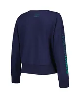 Women's Dkny Sport Navy Seattle Mariners Lily V-Neck Pullover Sweatshirt