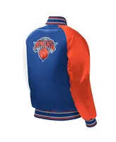 Big Boys and Girls Starter Royal New York Knicks Raglan Full-Snap Varsity Jacket