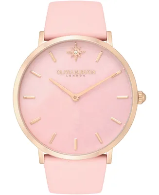 Olivia Burton Women's Celestial Ultra Slim Pink Leather Strap Watch 40mm