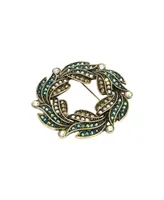 2028 Glass Multi Ab Wreath Brooch