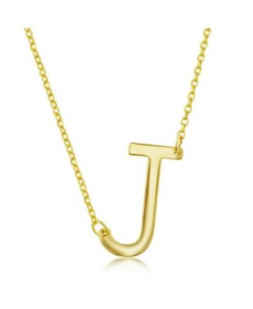 Simona Sterling Silver 14k Gold Plated Sideways Initial Necklace