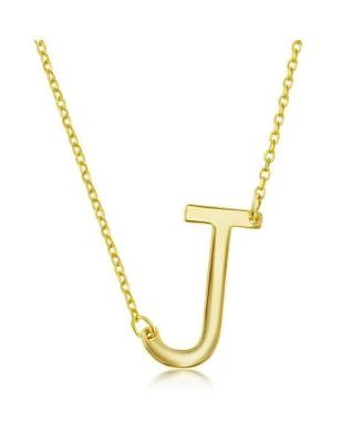 Simona Sterling Silver 14k Gold Plated Sideways Initial Necklace