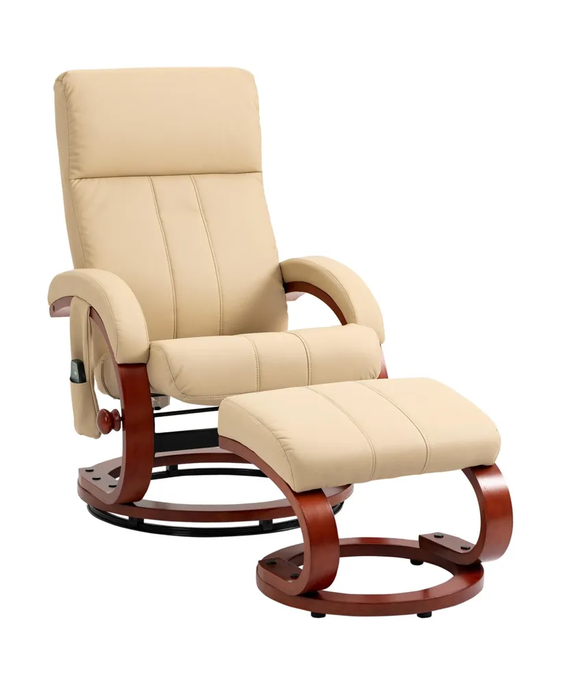 Homcom Recliner Chair with Ottoman, Electric Faux Leather Recliner with 10 Vibration Points and 5 Massage Mode, Reclining Chair with Remote Control