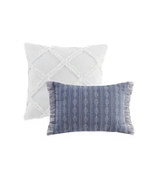 Closeout! Madison Park Allegany Striped 5 Piece Jacquard comforter Set, King/California King