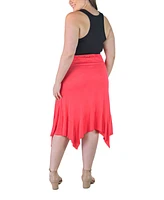 24seven Comfort Apparel Plus Elastic Waist Handkerchief Skirt