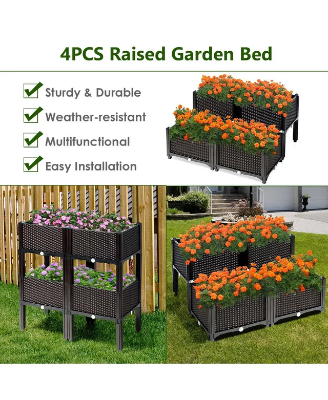 Wooden Raised Bed 11.8 x 11.8 x 11.8 Set of 2